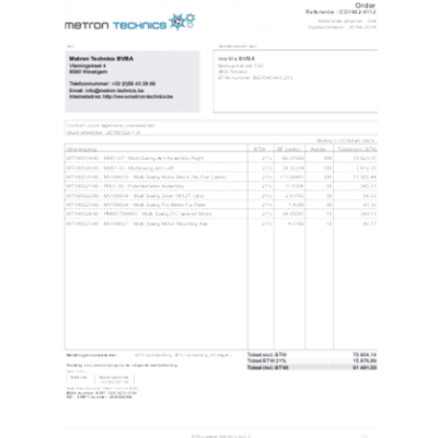 offertes en bestellingen bij Metron Technics