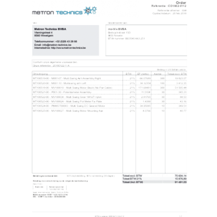 offertes en bestellingen bij Metron Technics